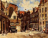 Haarlem Canvas Paintings - A Townscene With Children At Play, Haarlem
